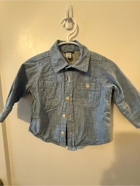 Baby GAP Light Blue Lined Denim Button Up Shirt